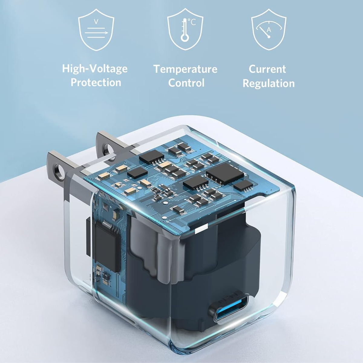 Cargador USB C 20W PD Anker PowerPort III patas plegables.