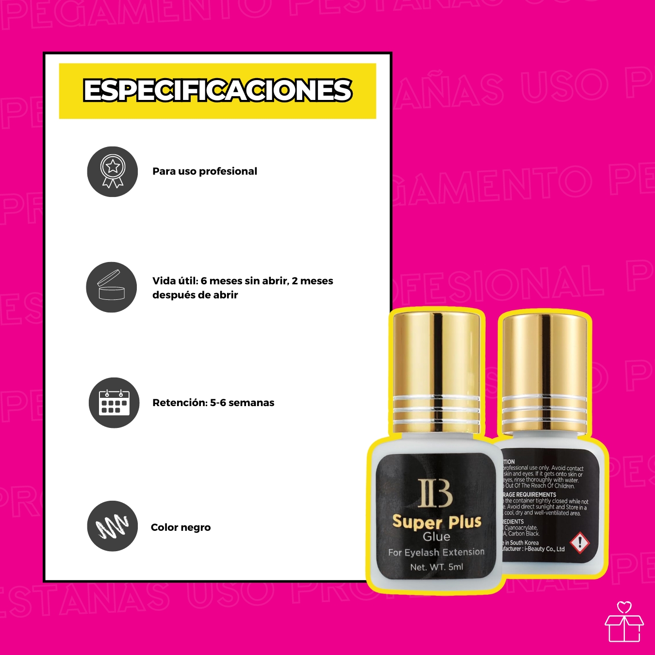 Pegamento Para Extensión De Pestañas IB Super Plus Tapa Dorada.