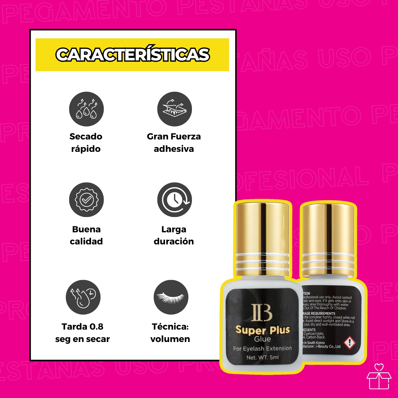 Pegamento Para Extensión De Pestañas IB Super Plus Tapa Dorada.
