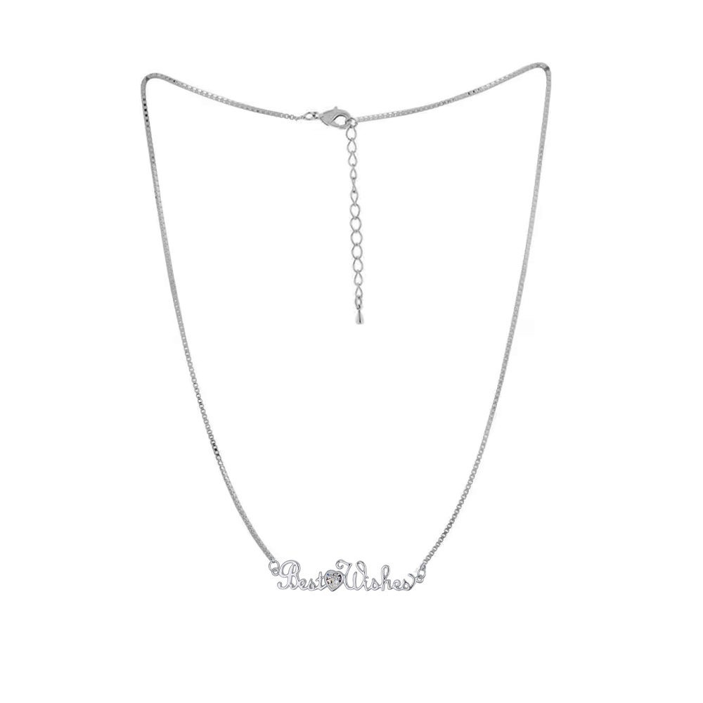 Collar Ocean Heart "Best Wishes"en baño de oro blanco 18k