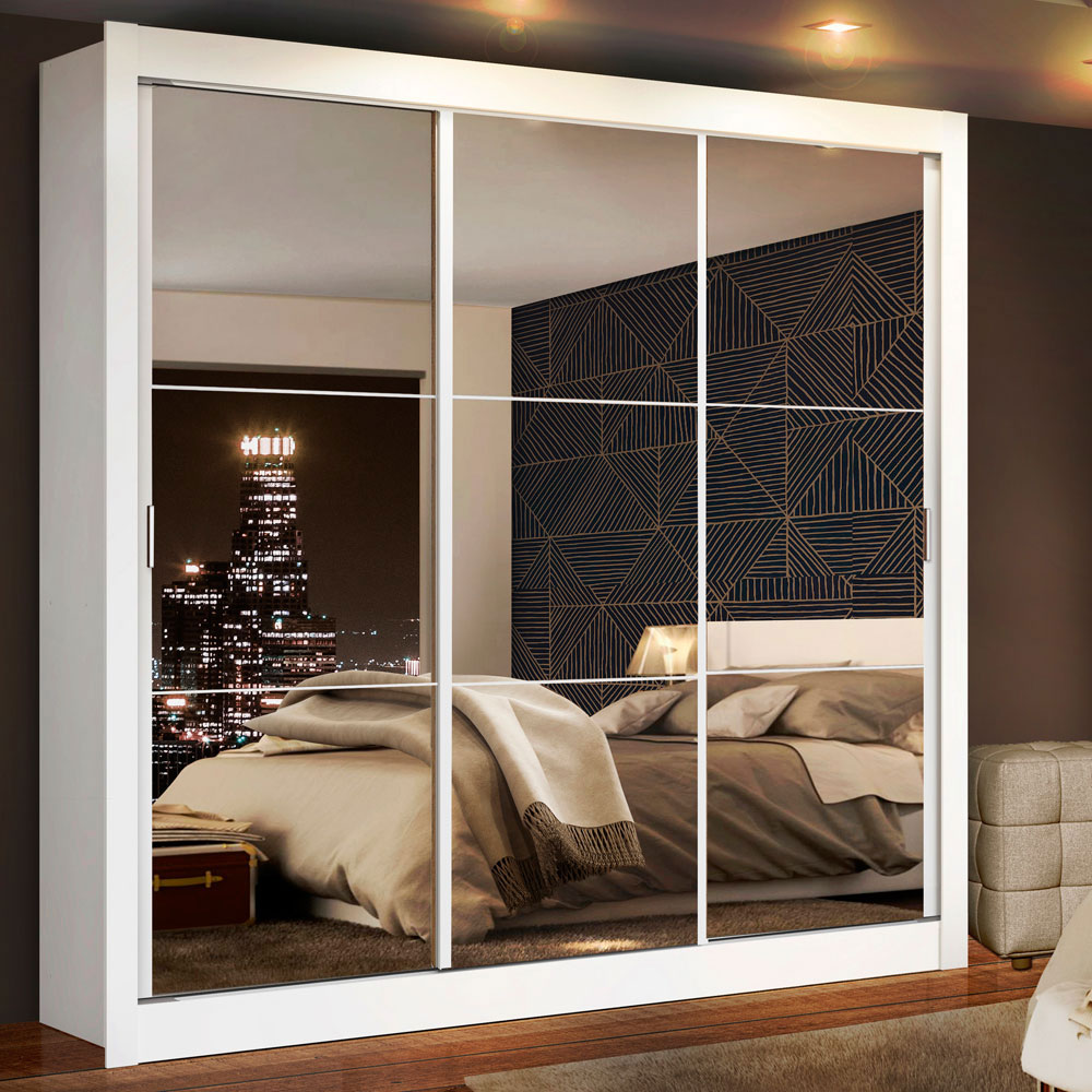 Ropero Closet Madesa Monaco 3 Puertas Corredizas y Espejo B.