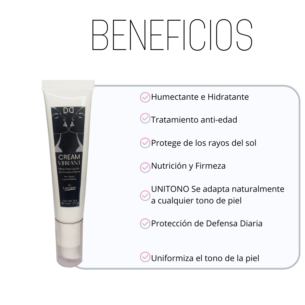 DD Cream Maquillaje Anti-edad OFERTA HOT LAGUEDE + 1 Protector Solar Anti-edad FPS/50).