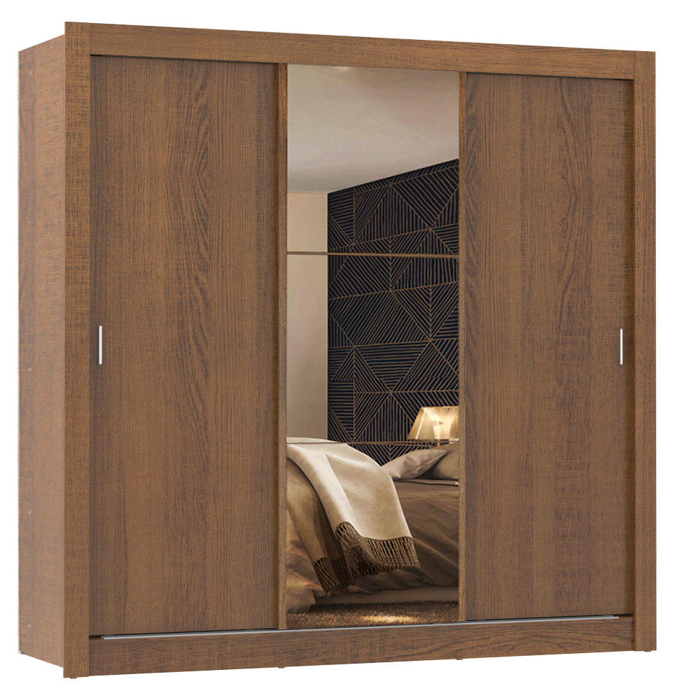 Ropero Madesa Mônaco 3 Puertas Correderas 1 con Espejo Marrón.