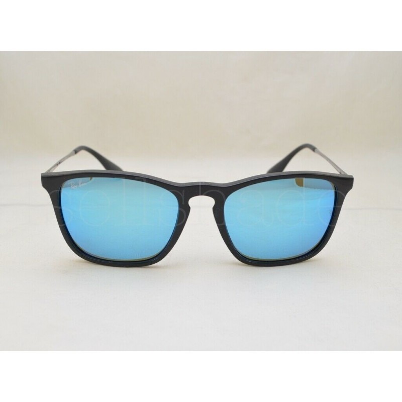 Lentes de sol Ray Ban Rb4187 601/55 Chris Negro Mate Azul espejo