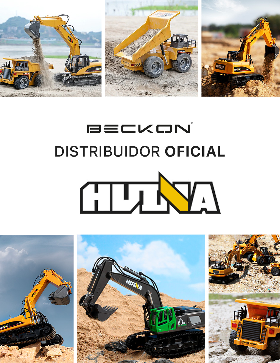 Excavadora a control remoto RC Huina 1558 azul Metal 1:18 11 canales 2.4Ghz Rc de construcción Retroexcavadora.