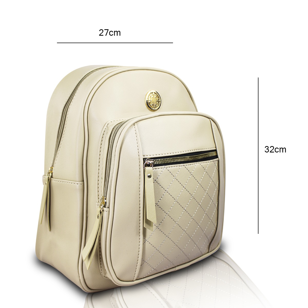 Combo Grenobil Pequeña Mochila Blanca, Bolso Crossbody Y Cartera
