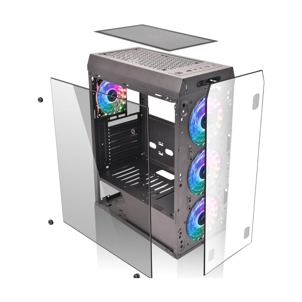 GABINETE YEYIAN GAMER YCH-MTA7-01BK KRYPTON ATX 3 VENT ARGB CRIS/TEMP.