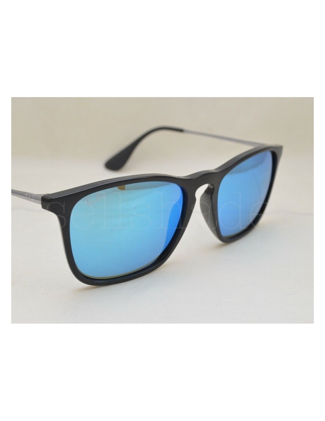 Lentes de sol Ray Ban Rb4187 601/55 Chris Negro Mate Azul espejo