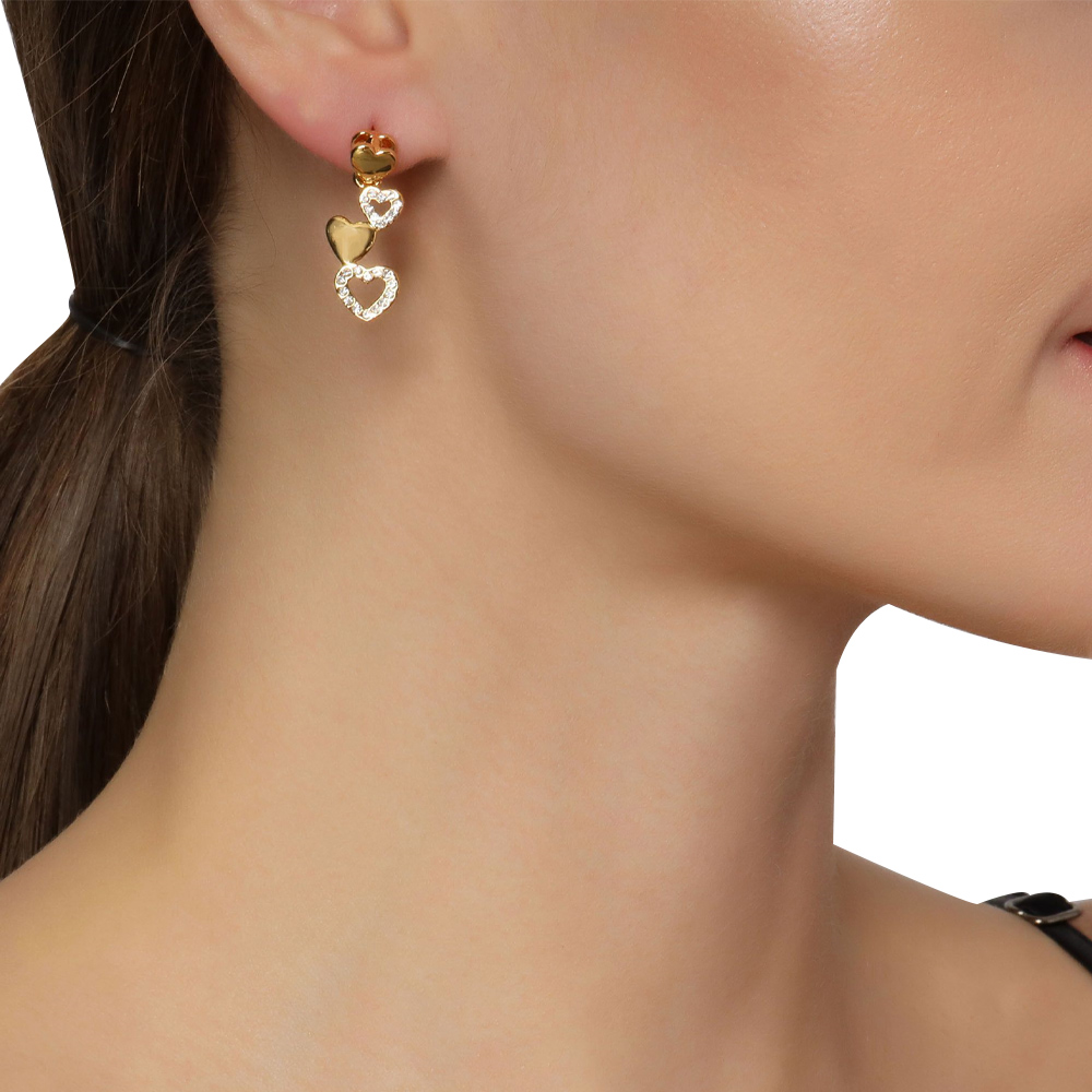 Aretes Ocean Heart Corazones en baño de oro amarillo 18k