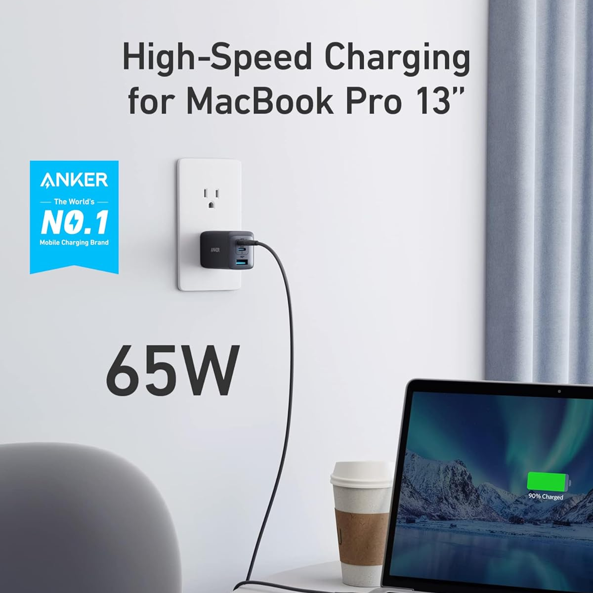 Cargador 2 USB-C y 1 USB A 3.0 65W Anker 735 Powerport III.
