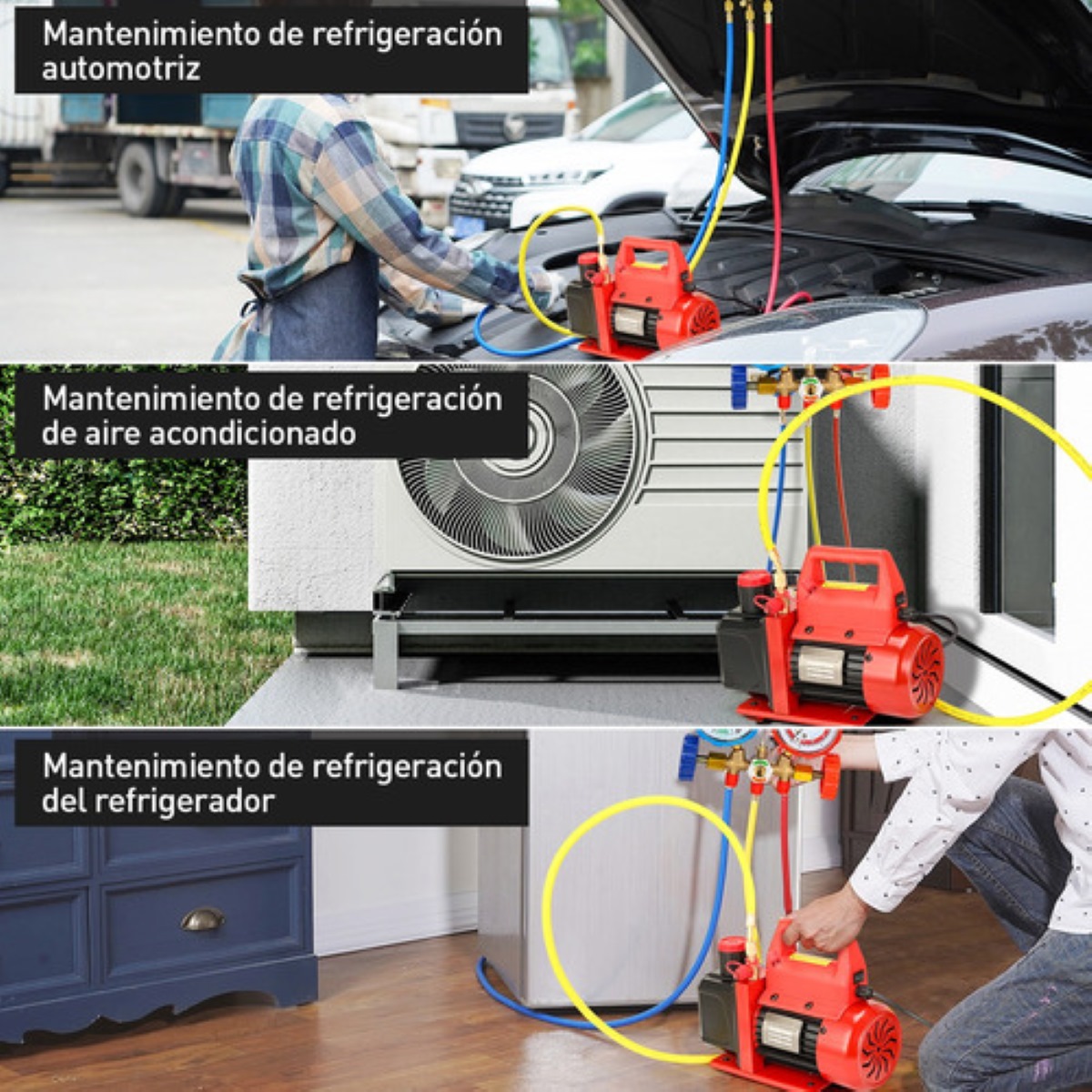 Bomba De Vacío 4cfm 1/3hp+kit Manometro R12/r22/r134a/r502
