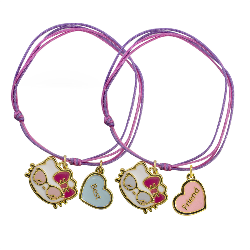 SET PULSERAS AJUSTABLES HELLO KITTY BEST FRIENDS RESINA