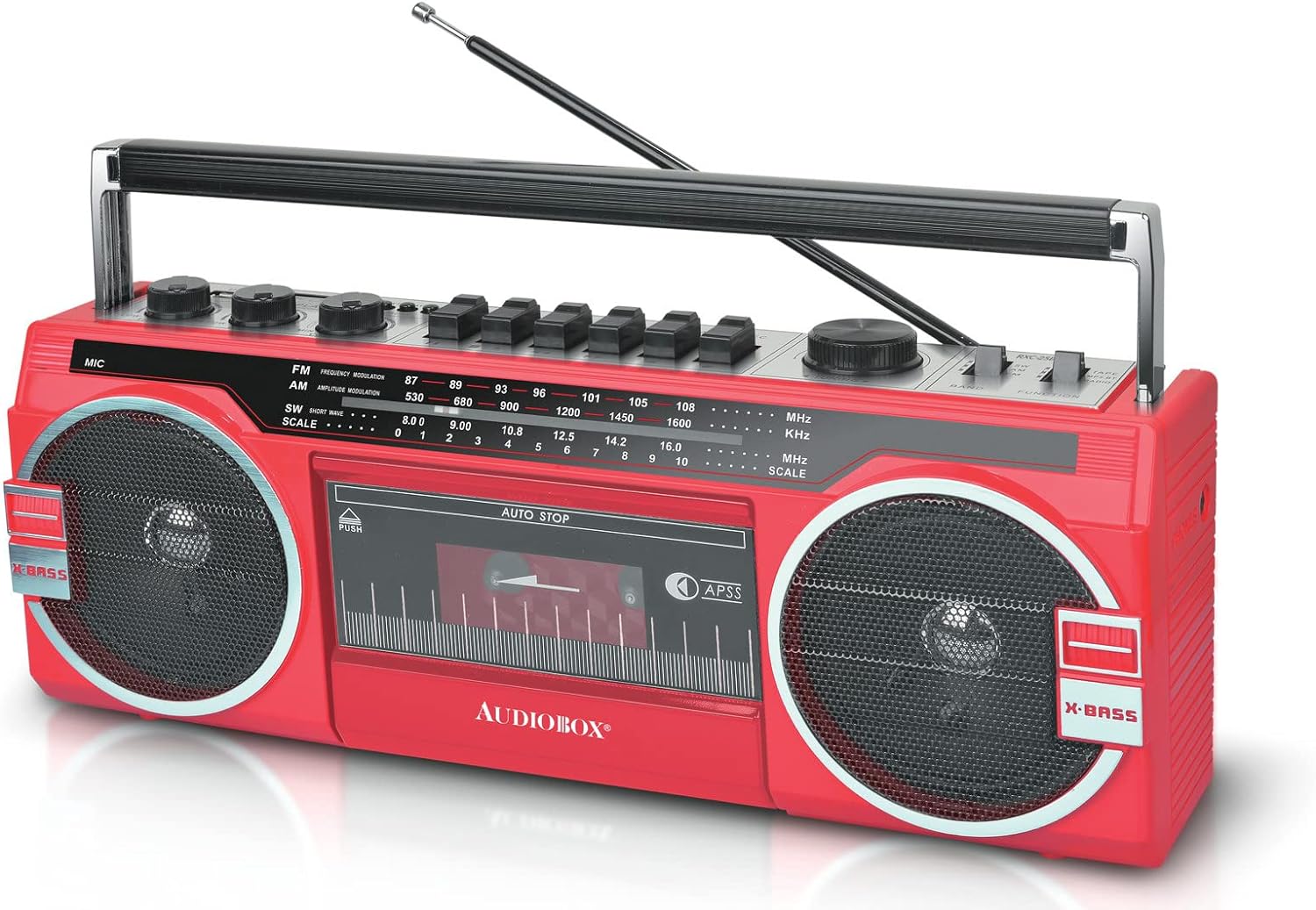 Radio Grabadora Retro Con Casette, Bluetooth, Radio FM, USB, RXC-25BT Audiobox