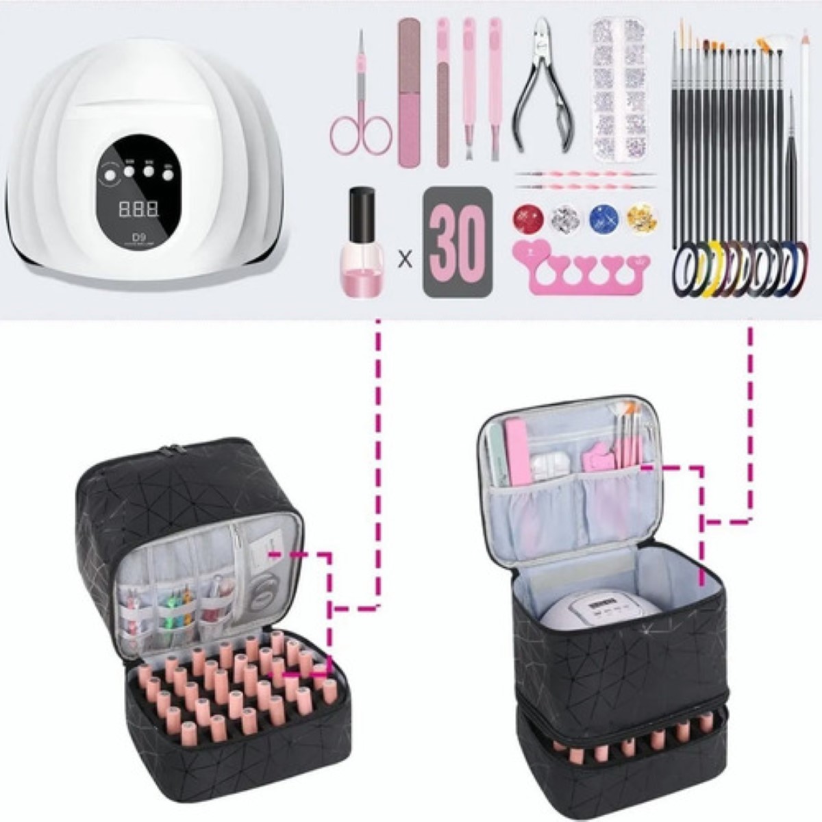 Estuche Organizador Esmaltes Impermeable Negro