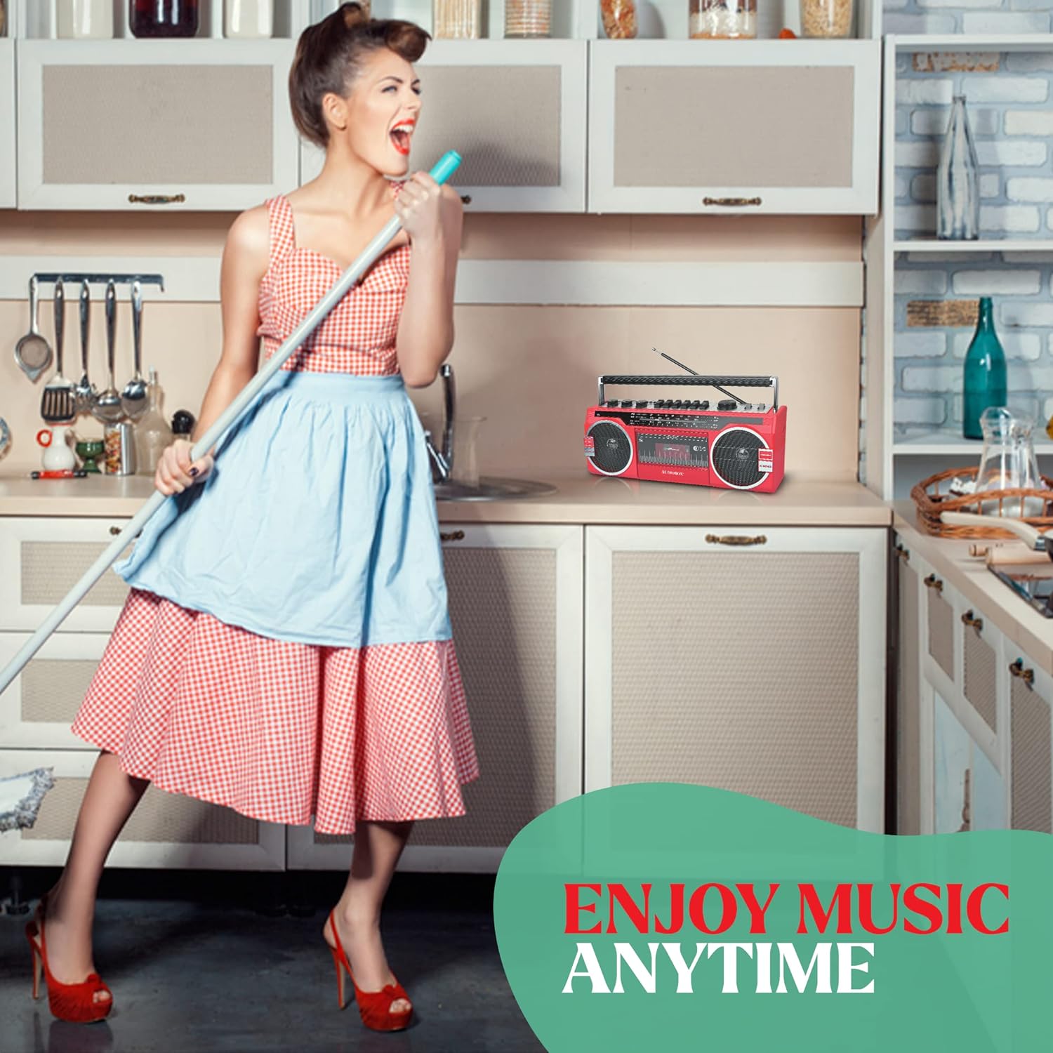 Radio Grabadora Retro Con Casette, Bluetooth, Radio FM, USB, RXC-25BT Audiobox