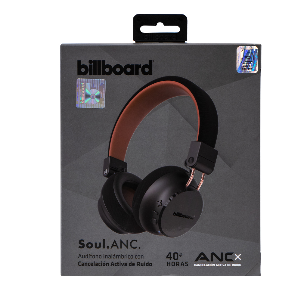 Audífonos Inalámbircos On Ear Soul Anc Billboard Color Negro .