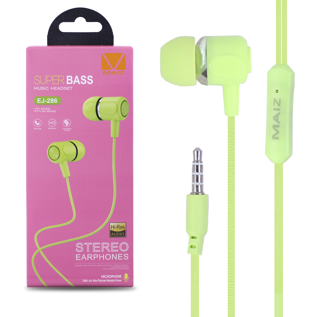 Paquete 10 Pz Audífonos Alambrico Manos Libres 3.5 Color Verde 