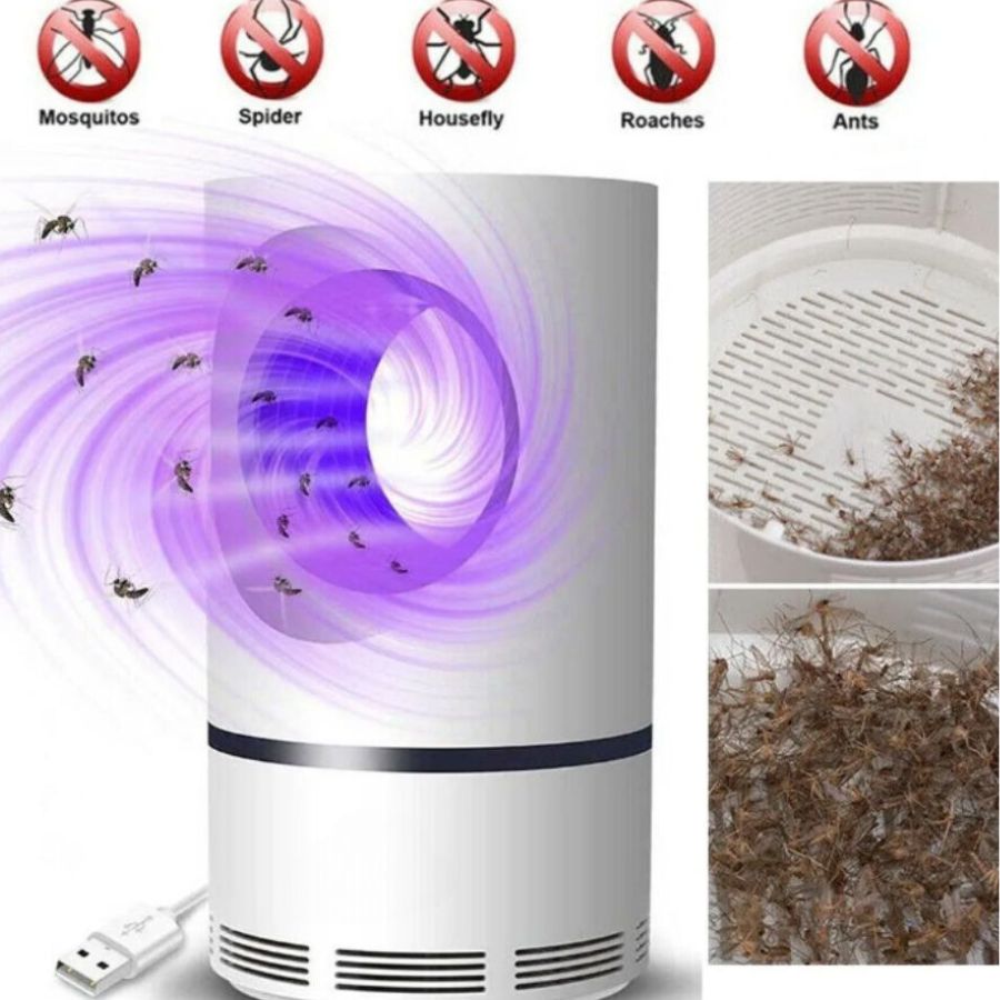 Lámpara Repelente Mata Mosquitos Eléctrico Luz Uv y Ventilador Carga Usb.