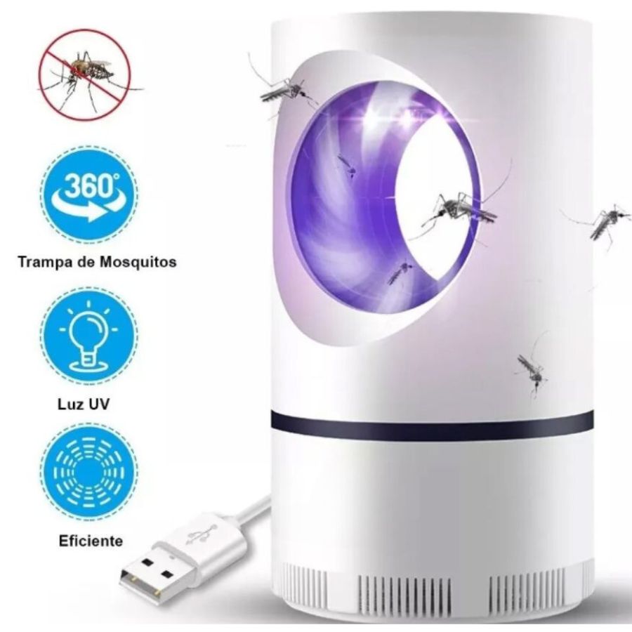 Lámpara Repelente Mata Mosquitos Eléctrico Luz Uv y Ventilador Carga Usb.