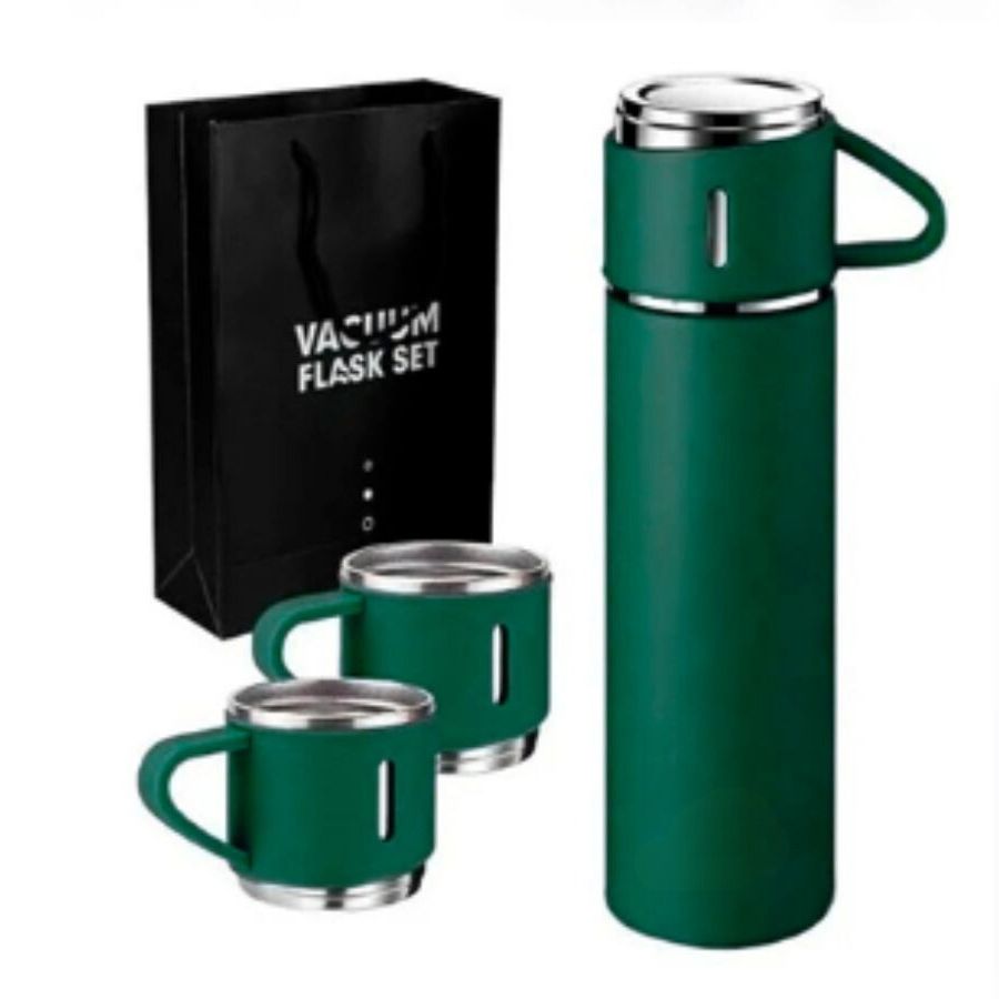 Termo Viaje Con 4 Tazas Acero Inoxidable 500 Ml .