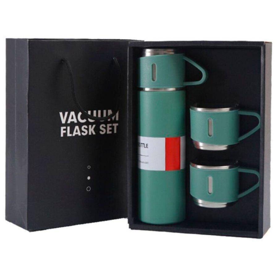 Termo Viaje Con 4 Tazas Acero Inoxidable 500 Ml .