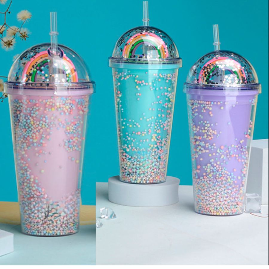 Vaso Fiesta Con Luz Led 3 Modos Arcoiris Termico Acrílico 500ml.