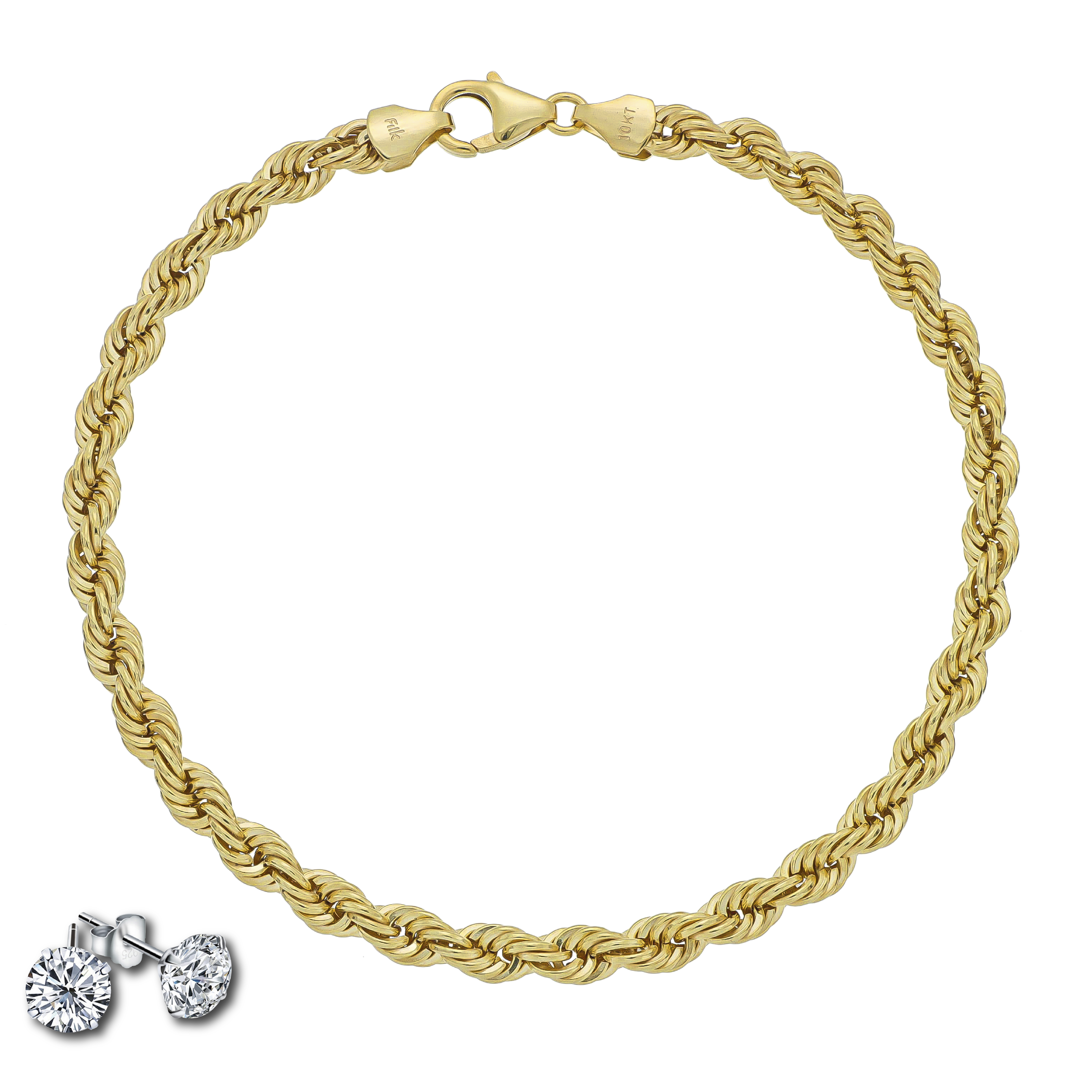 Pulsera Torzal Esclava Oro 10k Kilates Italiano 21cm - 4.2mm.