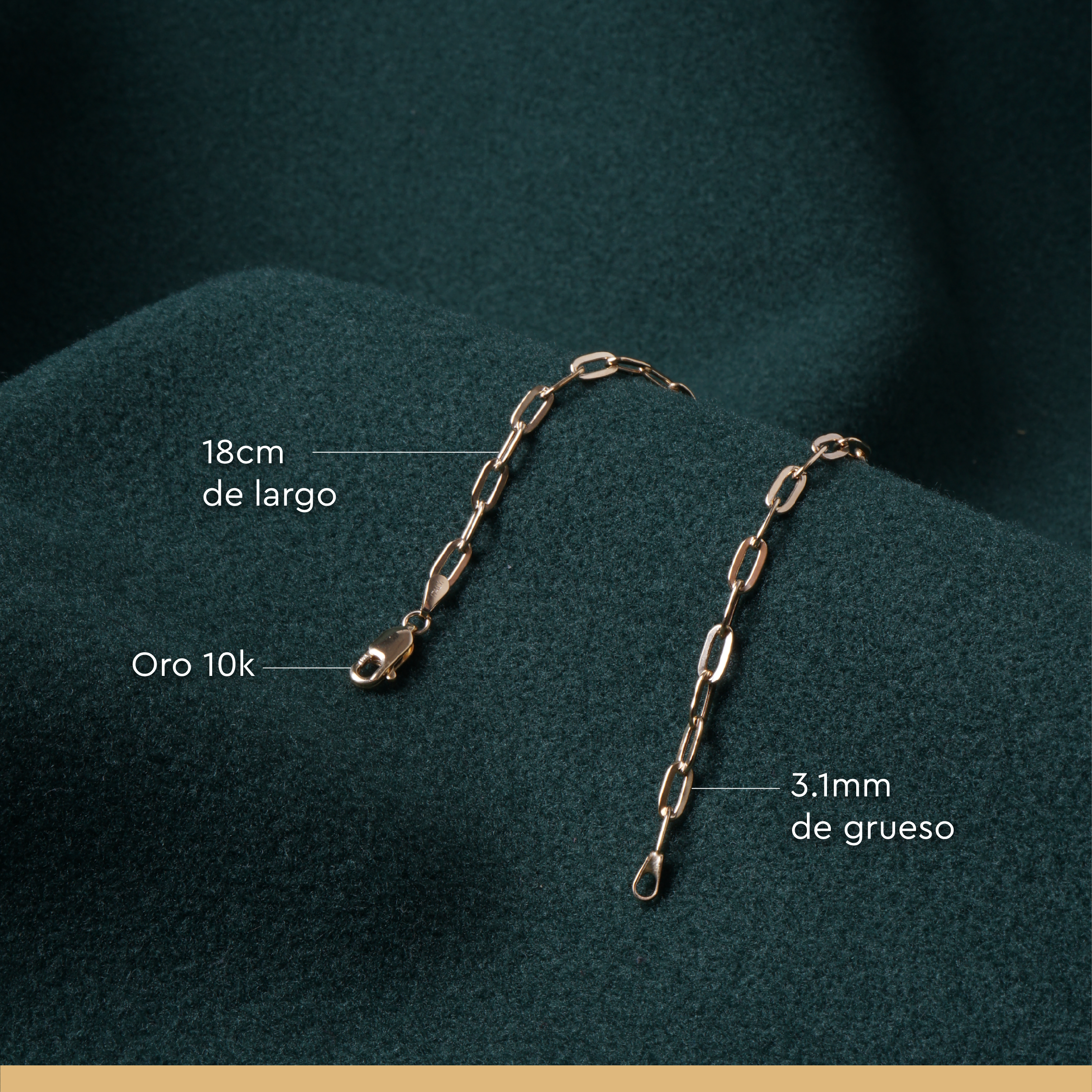 Italy Pulsera Oro 10k Paper Clip Pulso 18cm 3.1mm Esclava.