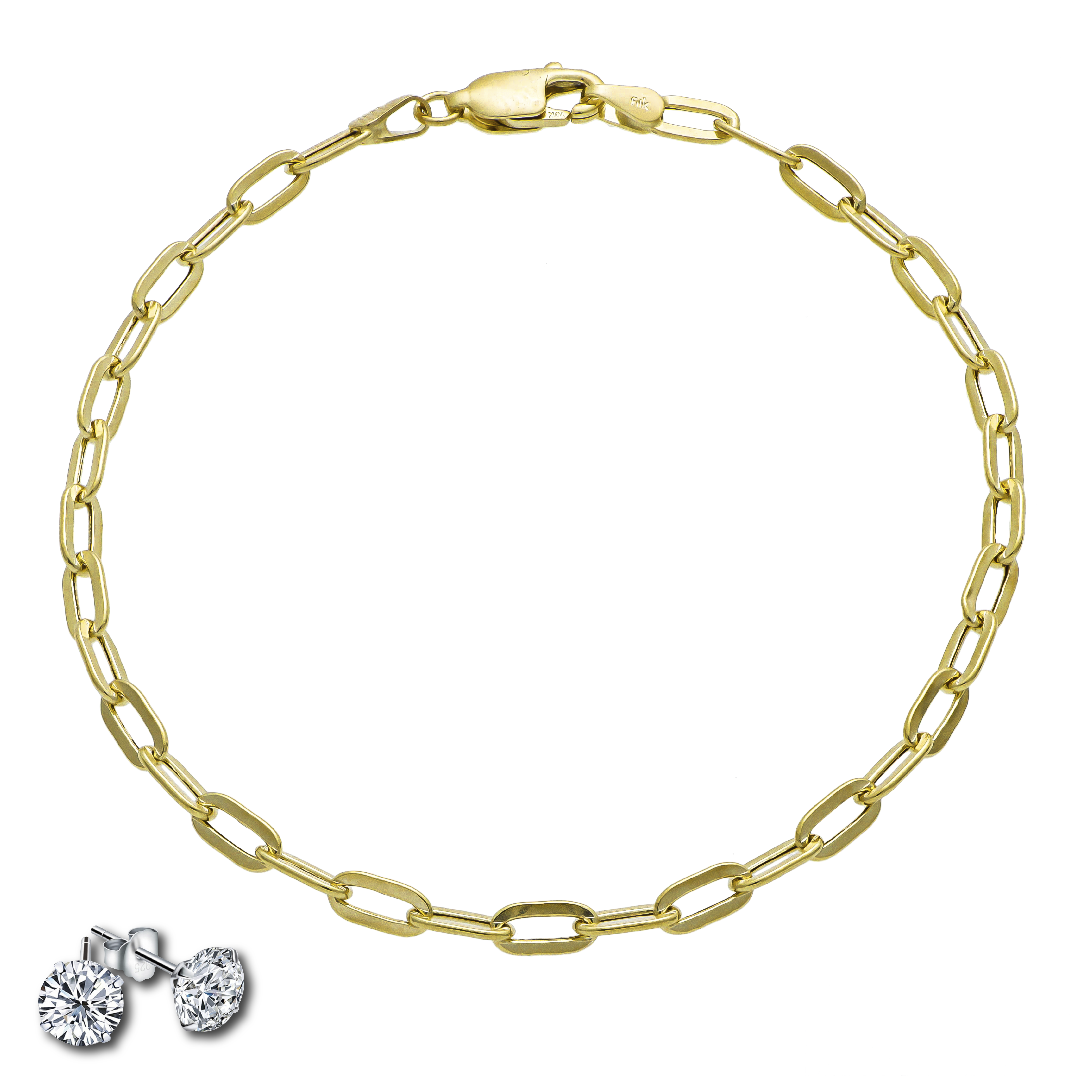 Italy Pulsera Oro 10k Paper Clip Pulso 18cm 3.1mm Esclava.