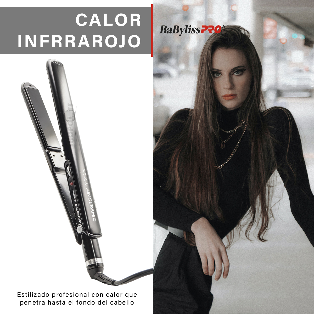 Plancha Para Cabello Porcelain Ceramic Negra