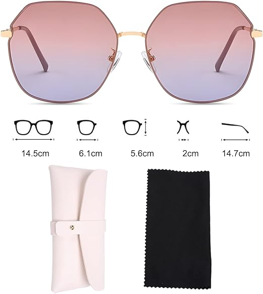 Lentes de sol mujer, Sebami Gafas De Sol de Moda de Metal anteojos de sol Gafas de protección UV Gafas de sol polarizadas perfecta para Conducción y Viajes