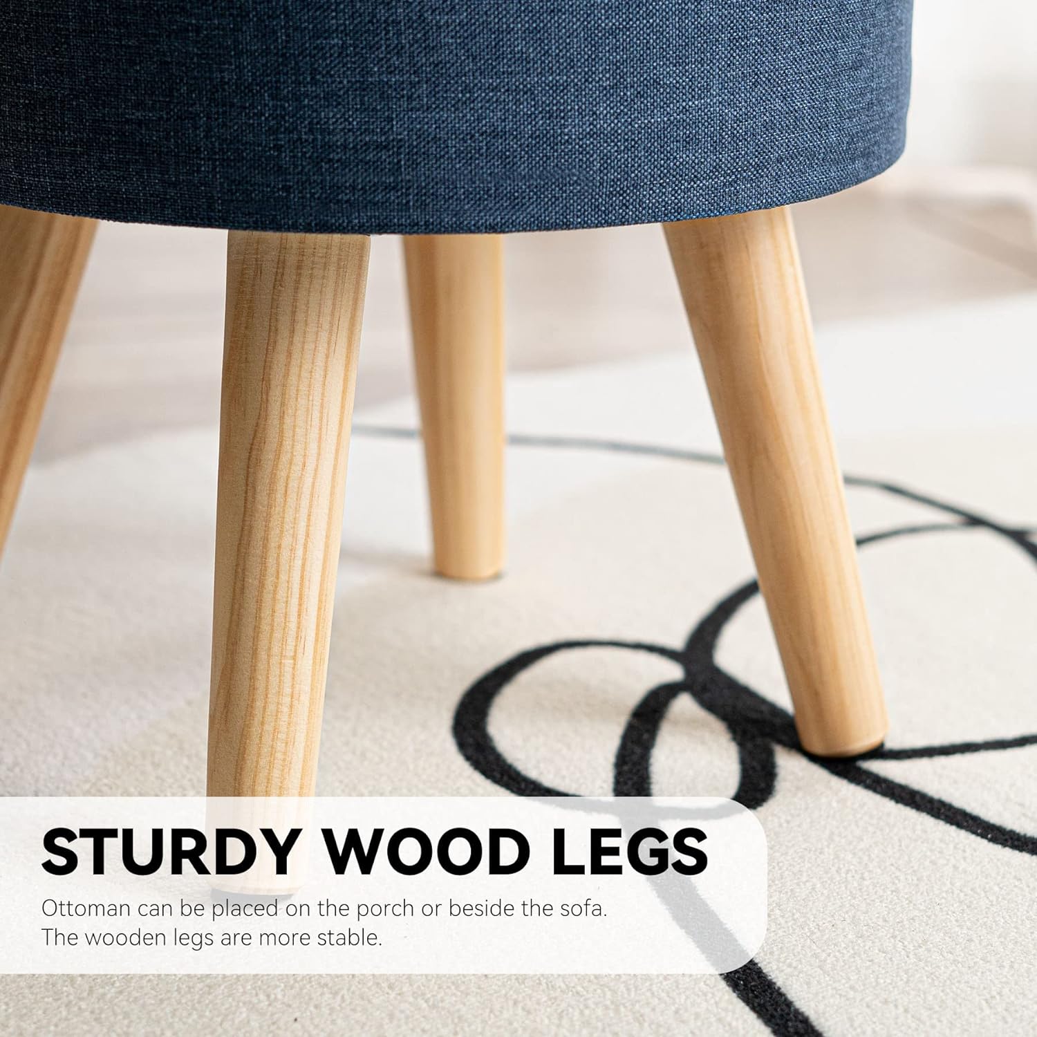 Banco Taburete Reposapiés Otomano De Almacenamiento (Azul)