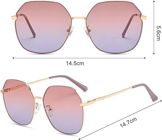 Lentes de sol mujer, Sebami Gafas De Sol de Moda de Metal anteojos de sol Gafas de protección UV Gafas de sol polarizadas perfecta para Conducción y Viajes