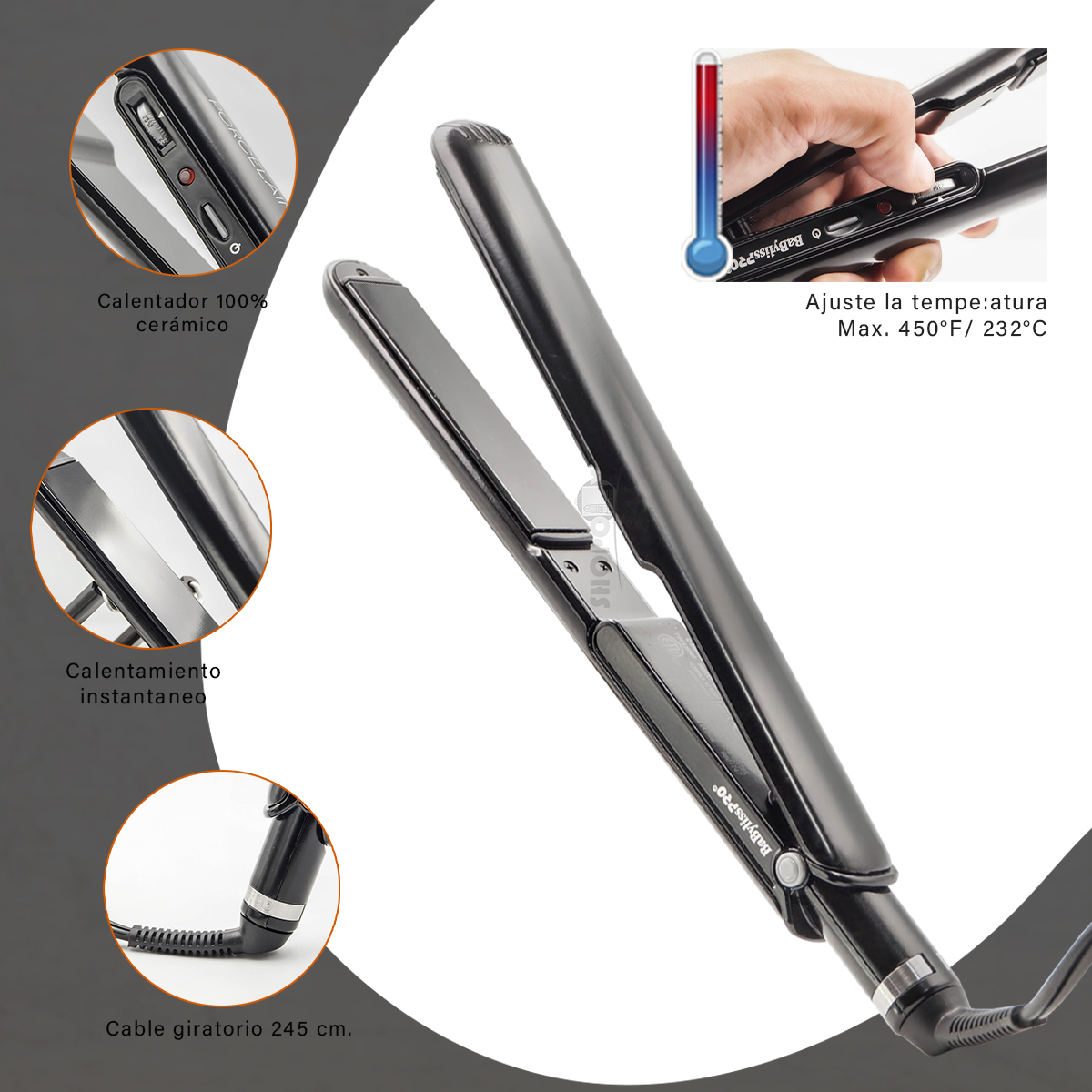 Plancha Para Cabello Porcelain Ceramic Negra