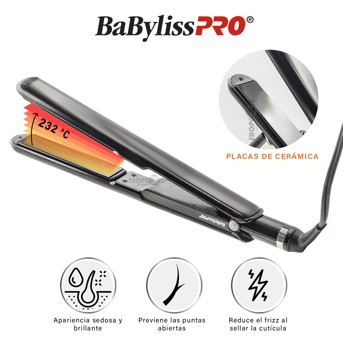 Plancha Para Cabello Porcelain Ceramic Negra