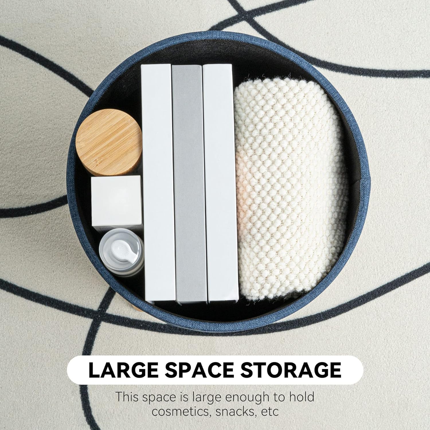 Banco Taburete Reposapiés Otomano De Almacenamiento (Azul)