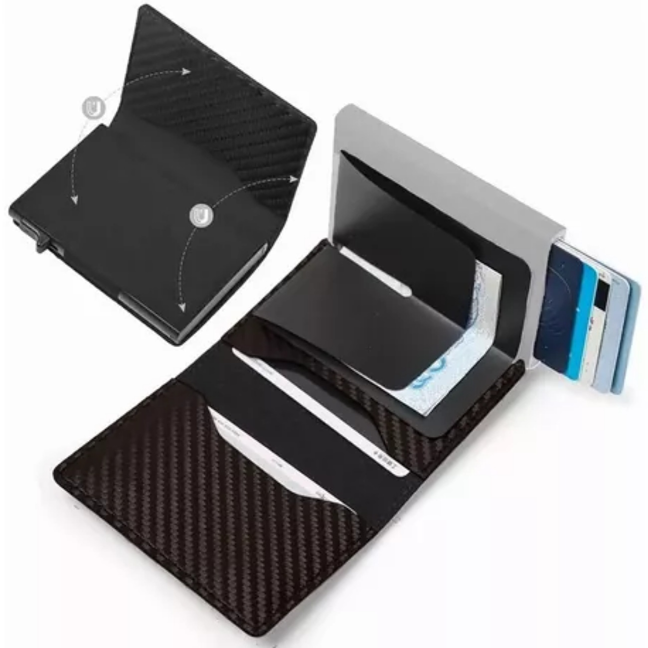 Cartera De Hombre De Piel Con Tarjetero De Aluminio Con Prot