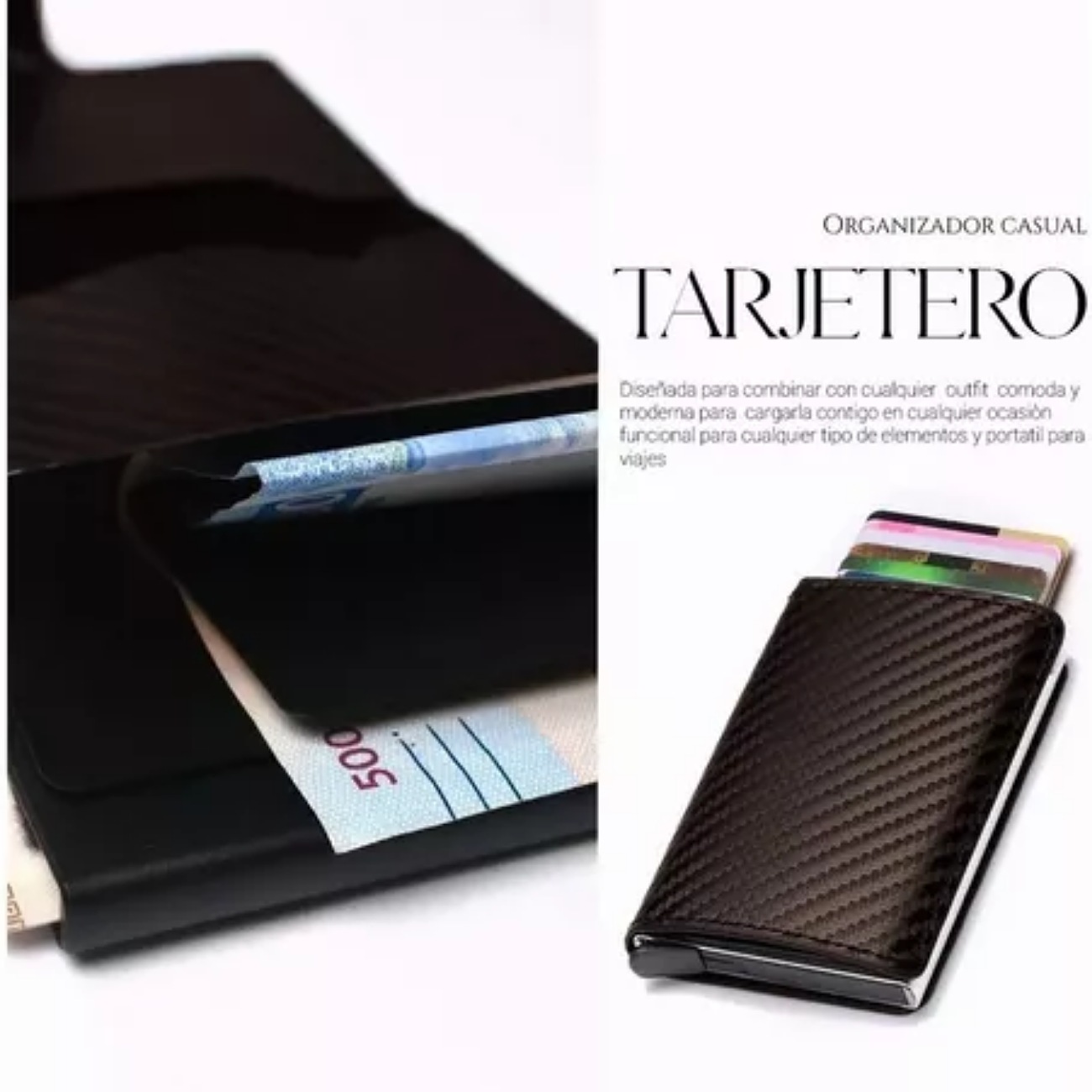 Cartera De Hombre De Piel Con Tarjetero De Aluminio Con Prot