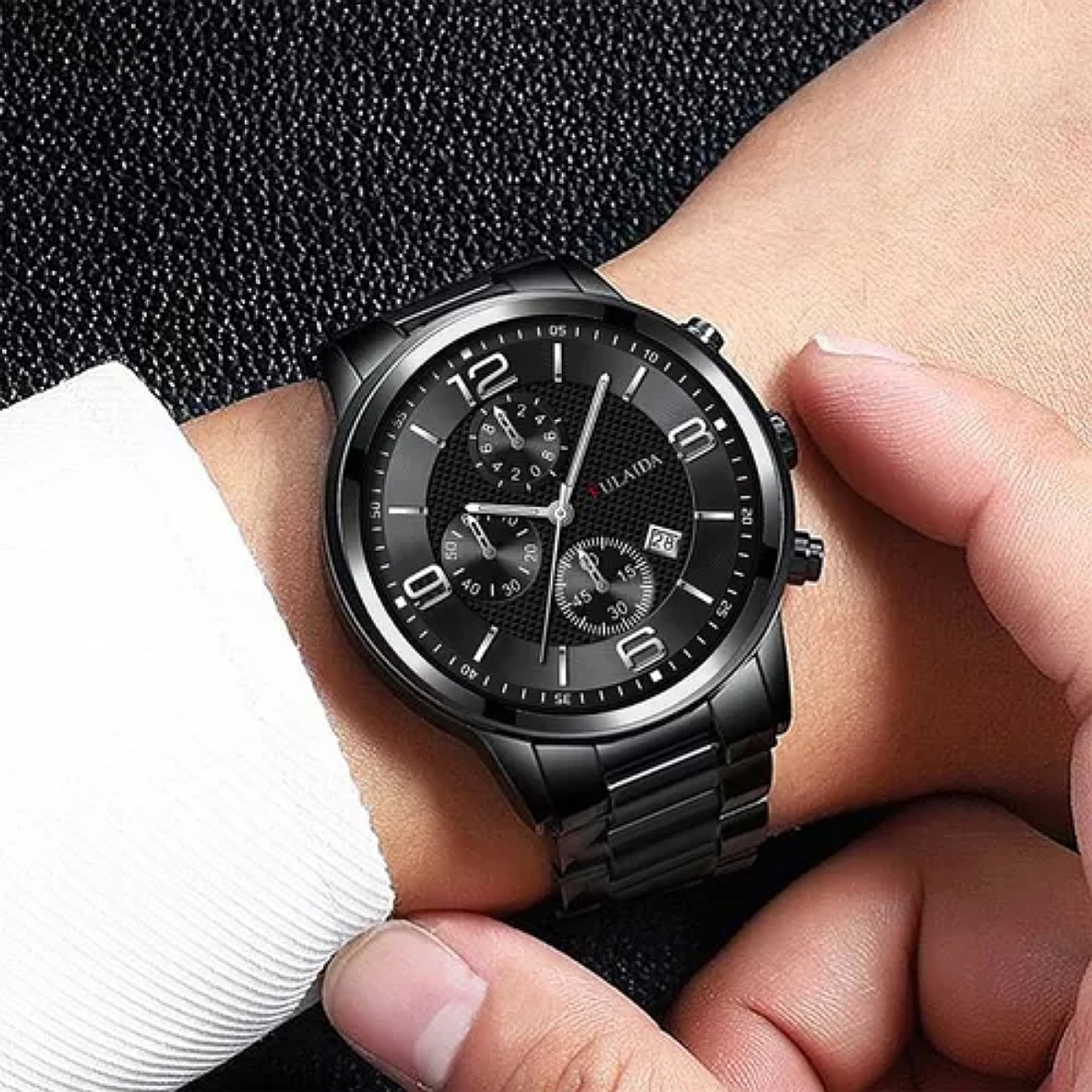 7pcs Reloj De Hombre Con Correa De Metal Con Fecha Traje