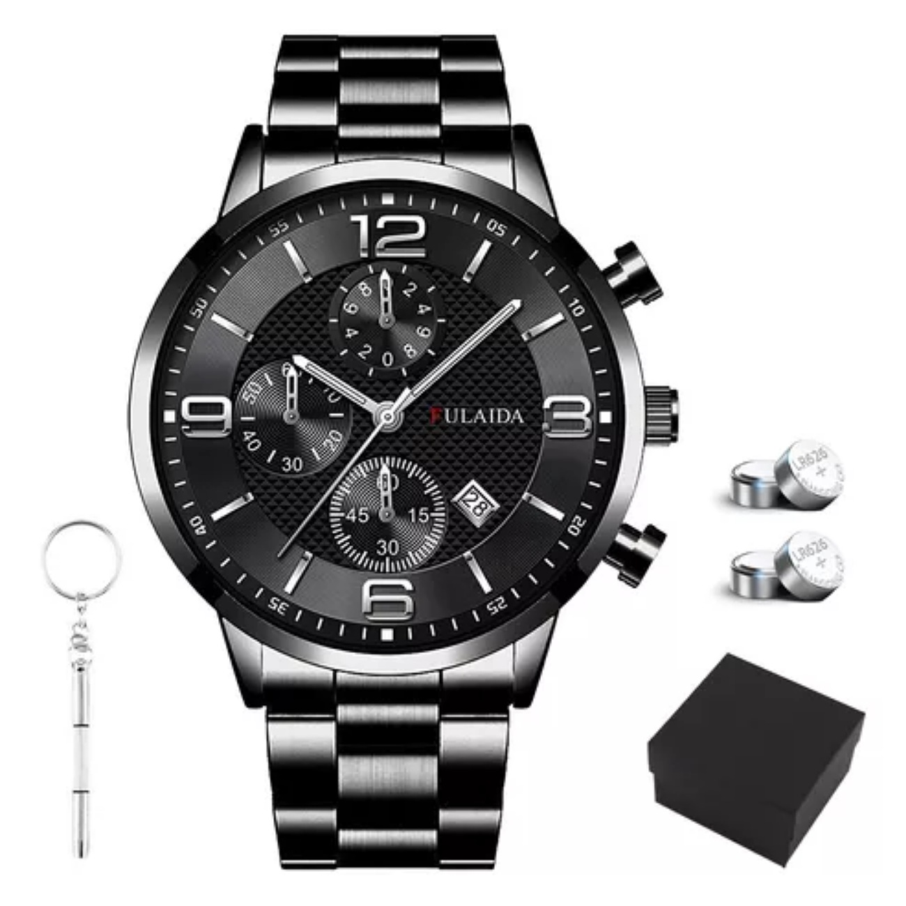 7pcs Reloj De Hombre Con Correa De Metal Con Fecha Traje