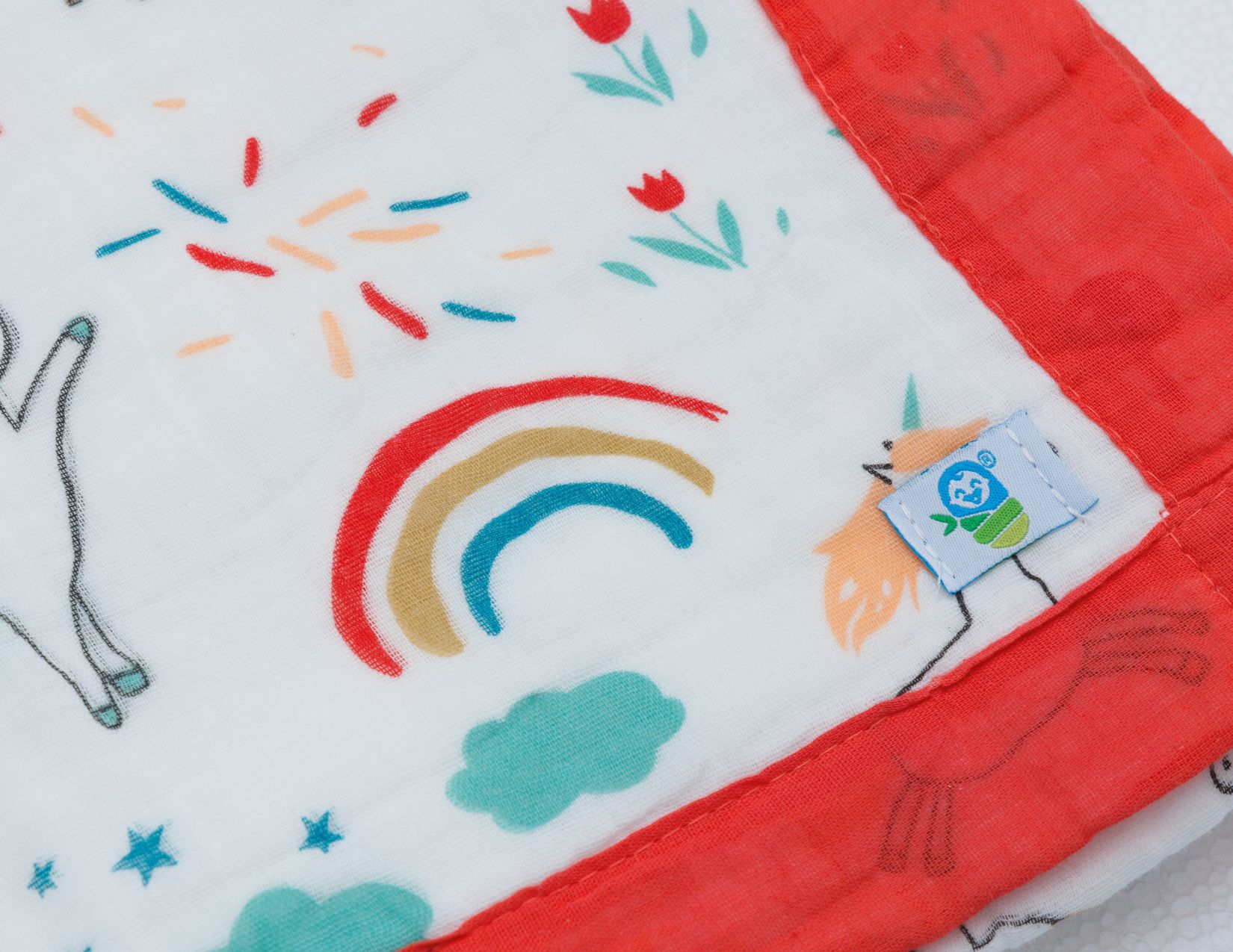 Muselina 6 capas 100% algodón 110cm x 110cm manta para bebé Unicornio