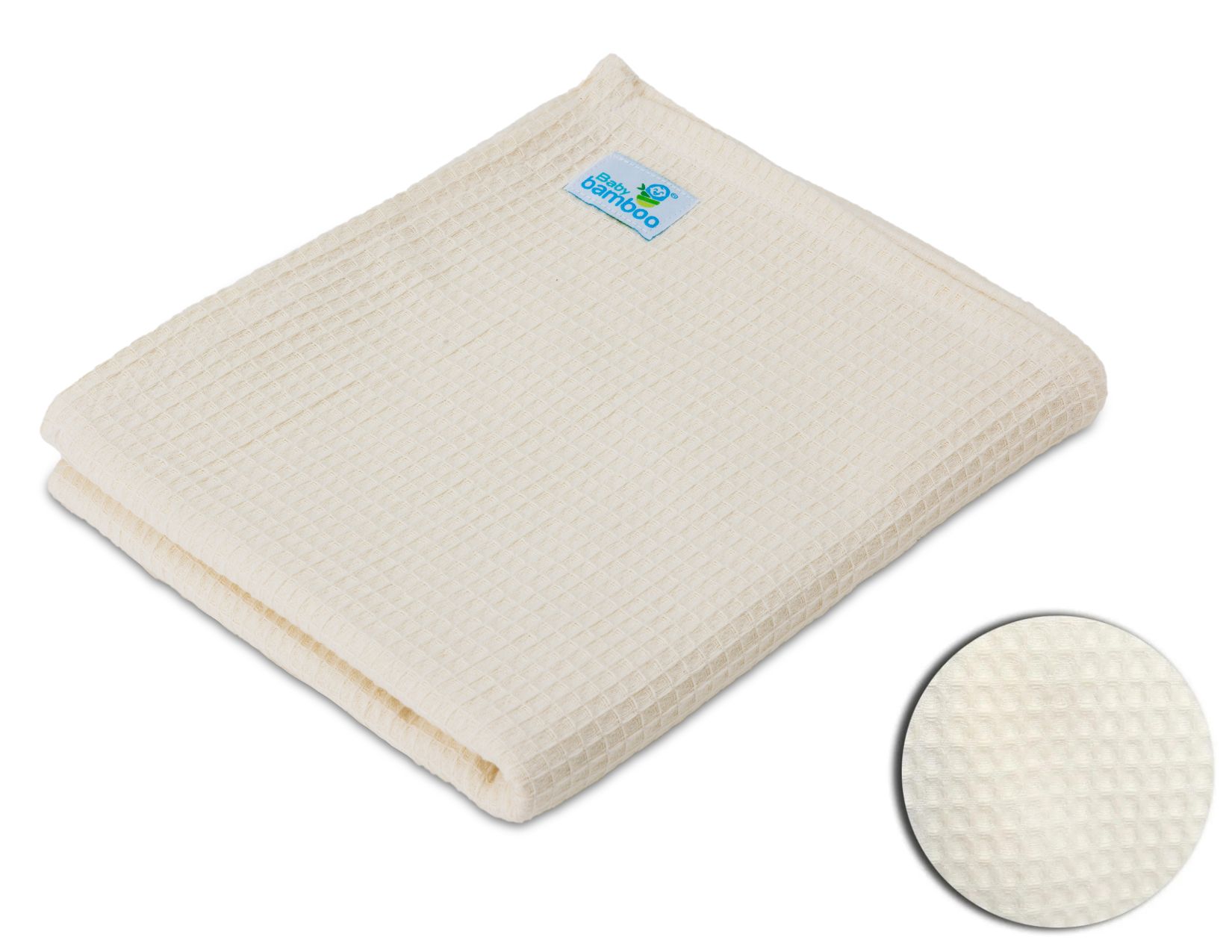 Cobija Tipo Waffle 100% Algodon 90x110cm sabana para bebé beige.