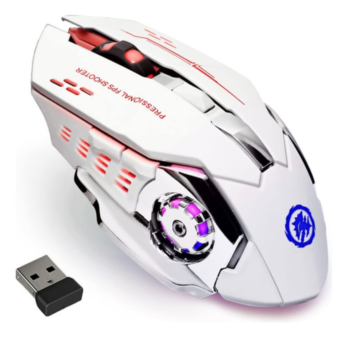 "Mouse Inalambrico Gamer Ergonomico 2.4g Bt Dual Modos Raton blanco "