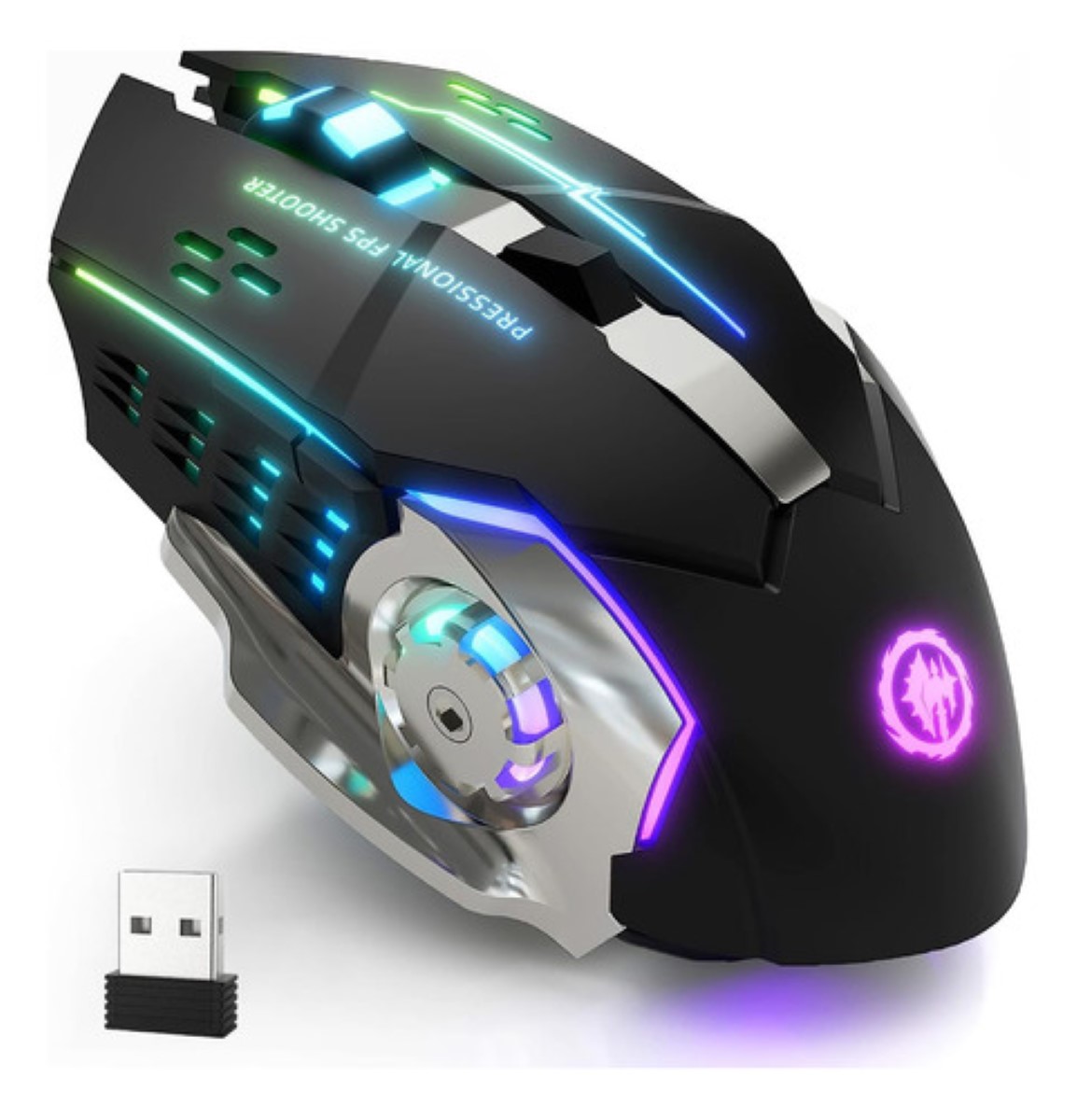 "Mouse Inalambrico Gamer Ergonomico 2.4g Bt Dual Modos Raton negro "