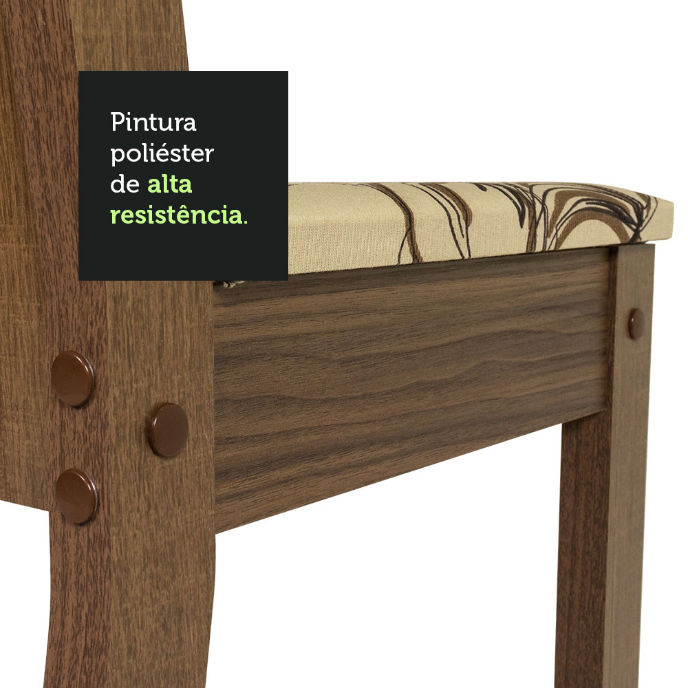 Conjunto de Comedor Madesa Maris Mesa con Tapa de Madera con 6 Sillas Rústico/Lirio Beige
