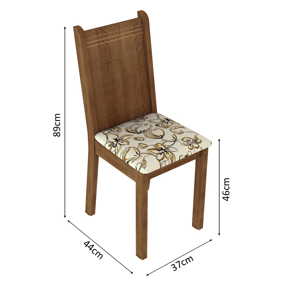 Conjunto de Comedor Madesa Maris Mesa con Tapa de Madera con 6 Sillas Rústico/Lirio Beige