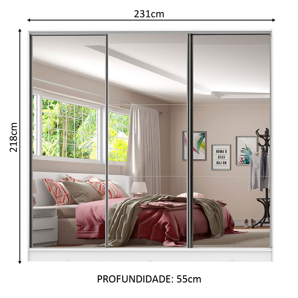 Ropero Closet Madesa Royale 3 Puertas 3 Espejo Blanco.