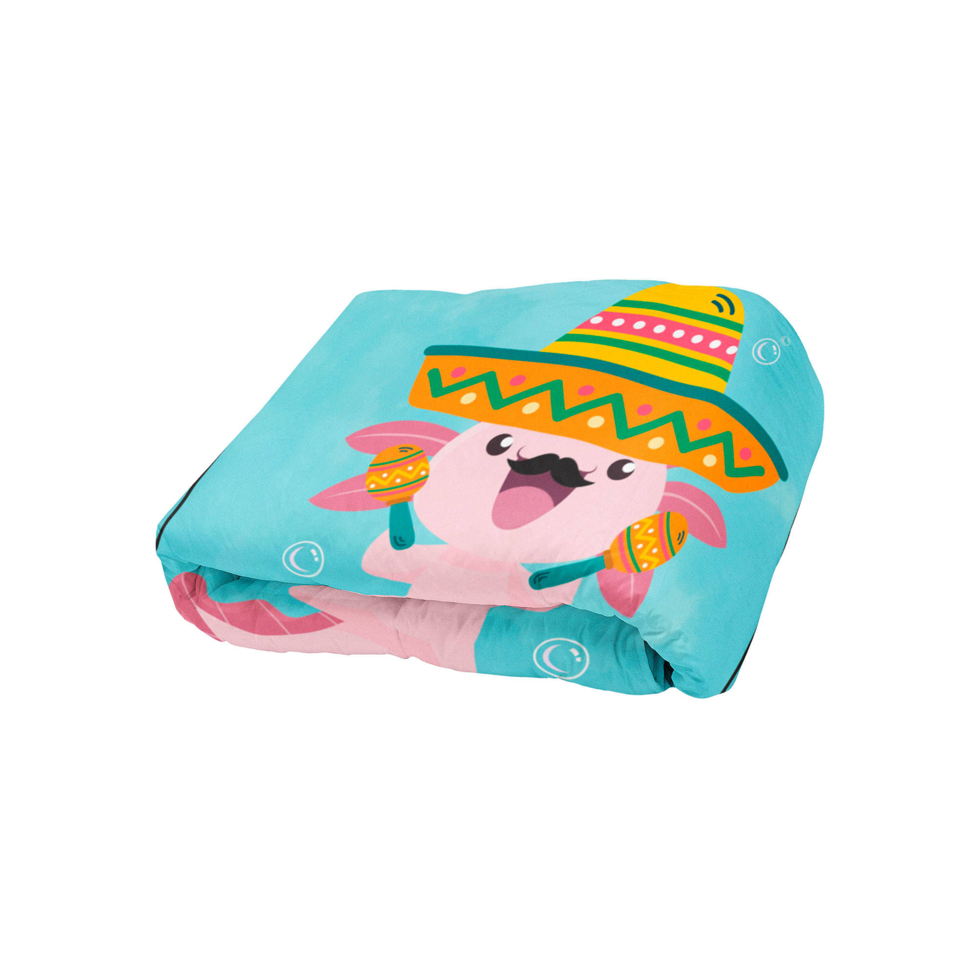 Cobija Manta Frazada De Diseño De Ajolote Carta de Lotería Estilo Mariachi Ultra Suave Y Ligera Alta Calidad.