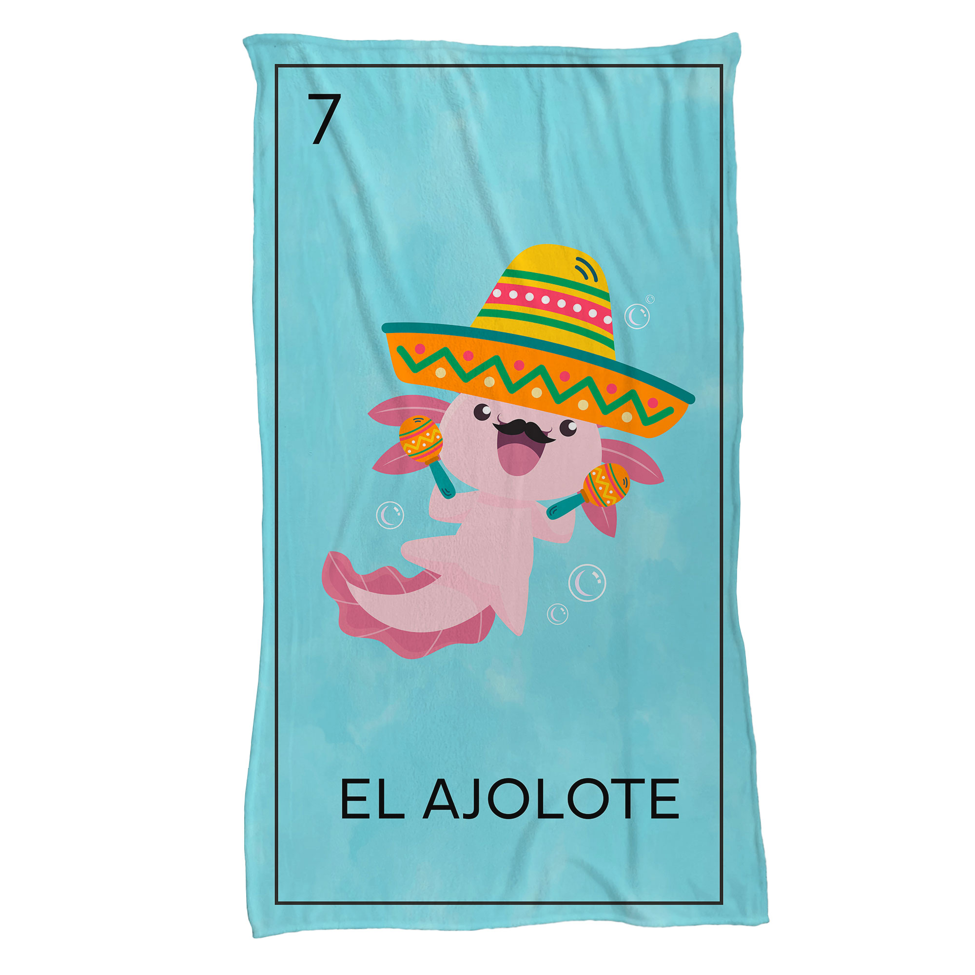 Cobija Manta Frazada De Diseño De Ajolote Carta de Lotería Estilo Mariachi Ultra Suave Y Ligera Alta Calidad.