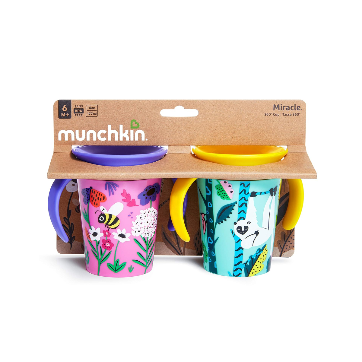 Vaso Miracle 360 Cup Munchkin 6oz Wild Lila Amarillo.